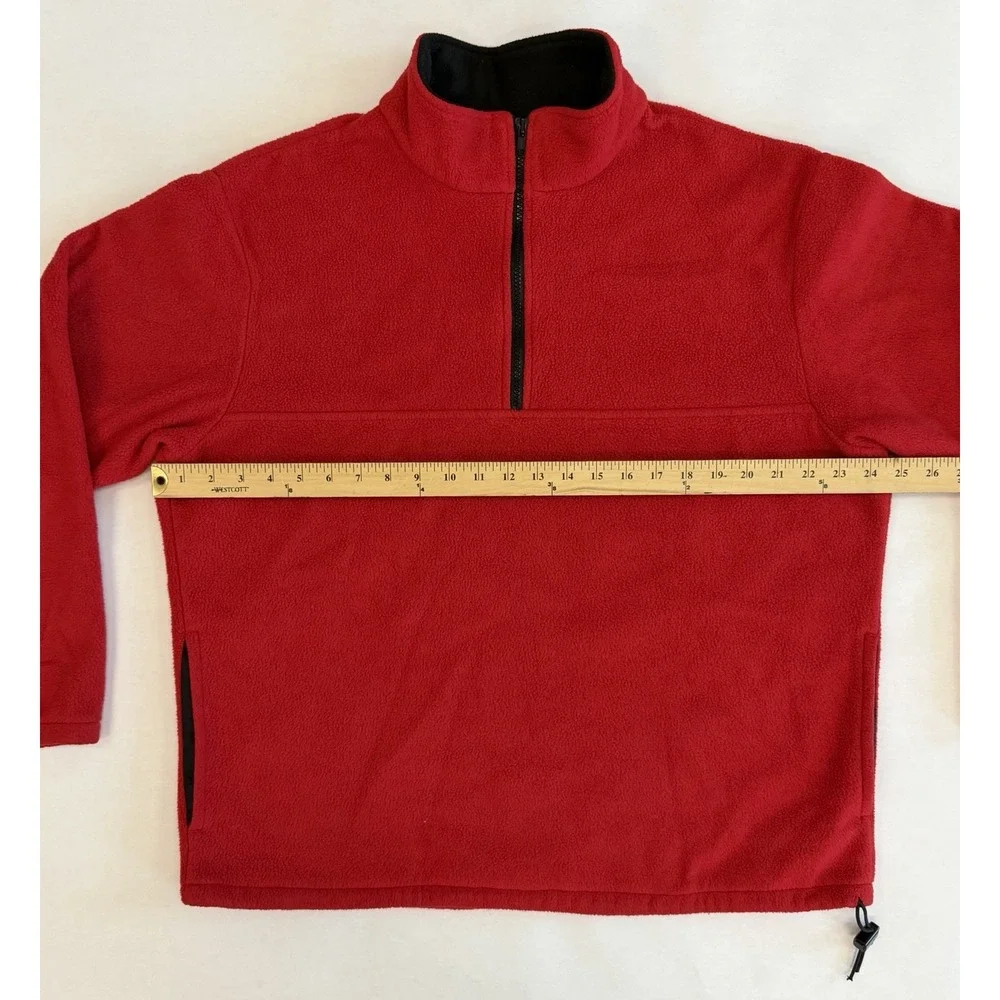 90's Vtg J. Crew Oarsman Red Fleece Pullover 1/4 Zip Men's Large Made in USA